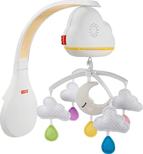 Fisher-Price Móvil Nubes y Lunas, juguete de cuna proyector p