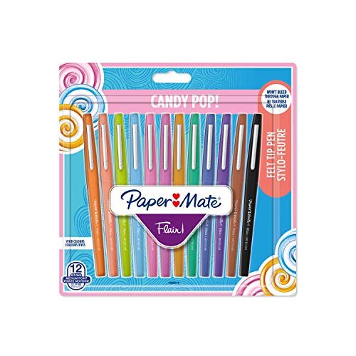 12 Rotuladores Paper Mate Flair Candy POP, punta mediana, col