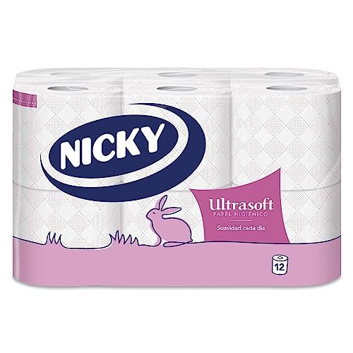 Nicky Ultrasoft Papel Higiénico – Paquete de 12 Rollos, 140 H