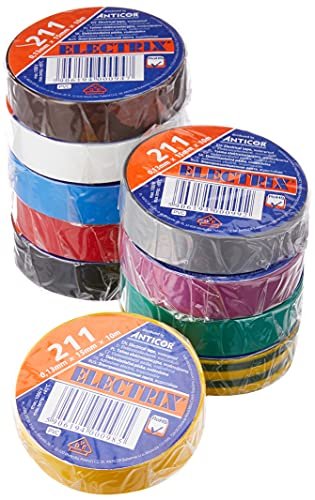 Cinta aislante 0,13 x 15 mm x 10 m [Pack de 10 colores]