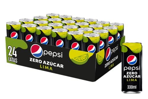 Pepsi Max Lima, Zero Azúcar, 330ml – Pack de 24 latas (+ en d