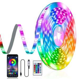 Tira LED RGB 5M, SMD 5050, APP, Control remoto, Modo música,