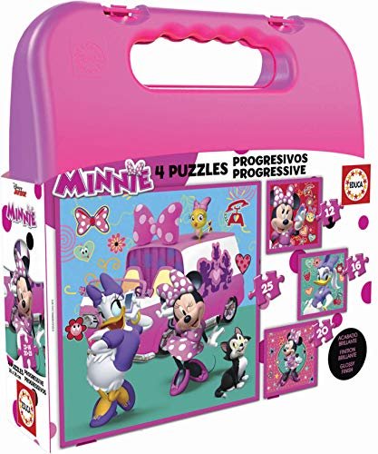 4 Puzzles Infantiles Minnie Ayudantes Felices | Maleta con 4