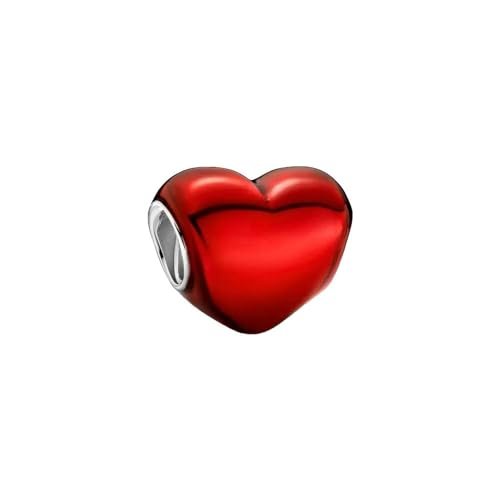 PANDORA Charm Corazón Rojo Metálico 799291C02 plata.