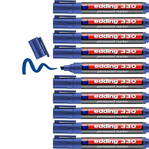 Rotulador edding marcador permanente 330 azul punta biselada
