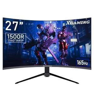 XGaming Monitor 27 Pulgadas, Curvo Gaming, 165Hz, 2560×1440