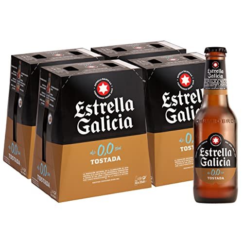 Estrella Galicia 0,0 Tostada – Cerveza Lager sin Alcohol, Pac