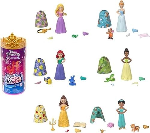 Disney Princess ROYAL COLOR REVEAL Party Edition, muñeca pequ