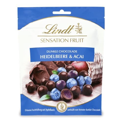 Lindt 2 x SENSATION FRUIT, bolas de chocolate negro con inter