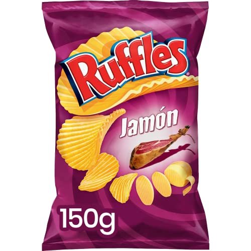 6 bolsas de RUFFLES JAMÓN onduladas (150g/bolsa; a 1,15€/bols