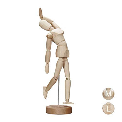 Relaxdays Maniquí, Figura Arti… Madera, 15 cm, Marrón Natur