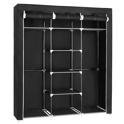 SONGMICS Armario de Tela , Arm…50 x 45 x 175 cm, Negro RYG1