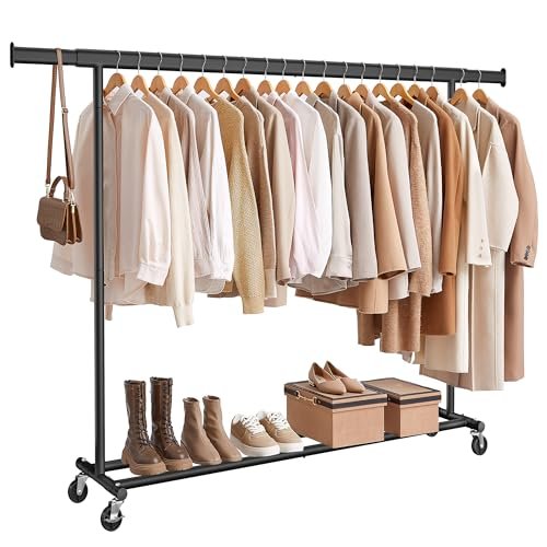 SONGMICS Burro Ropa con Ruedas…tar, Portátil, Negro HSR175B