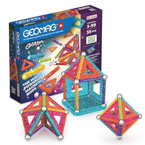 Geomag, Glitter Recycled, Cons…iezas, Plástico 100% Recicla