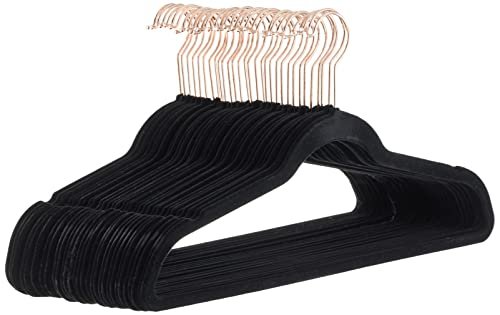 Amazon Basics Velvet Suit Hangers, 30-Pack, Black/Gold