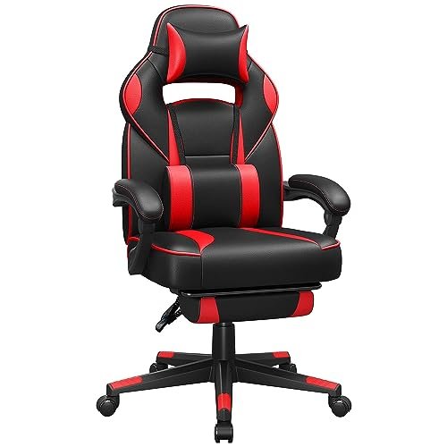 SONGMICS Silla de Oficina, Sil…o Tinta y Rojo Fresa OBG73BR