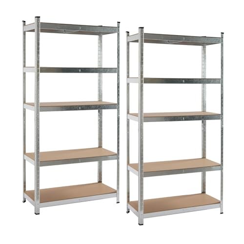 KITHOME – Pack de 2 Estantería…das de MDF, Plata, 180x90x40