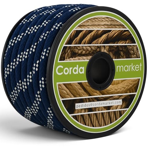CORDAMARKET Cuerda Skota, Cuer…bre, Blanca/Azul, 10 mm × 25