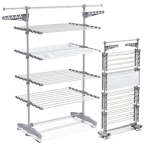 VOUNOT® Tendedero Vertical Ple…s y Malla de Secado, 4 Nivel