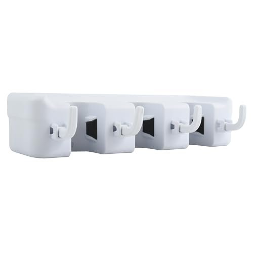 MSV MS234 – Colgador de escoba…lástico, color blanco, 4 col